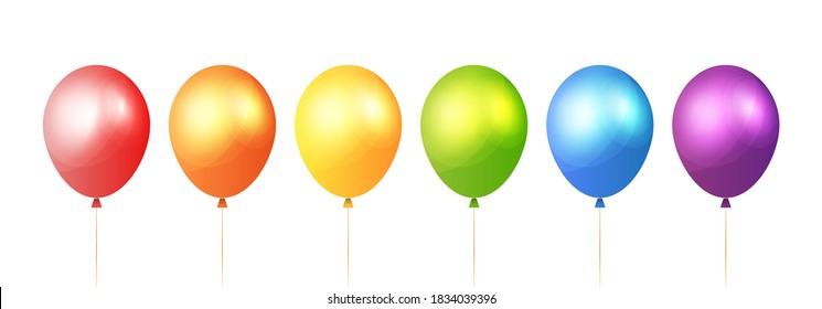 Holiday balloons. Realistic helium balloons for birthday party invitations, posters, flyers and etc. Vector balloon illustrations. Isolated on a white background.