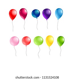 Holiday balloons set for design banner,ticket, leaflet, card, poster and so on. Happy birthday background and balloons