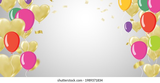 Holiday balloons template for design banner,ticket, leaflet, card, poster and so on. Happy birthday background