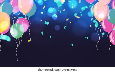 Holiday balloons template for design banner,ticket, leaflet, card, poster and so on. Happy birthday background