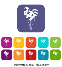 Holiday balls icons set vector illustration in flat style in colors red, blue, green, and other