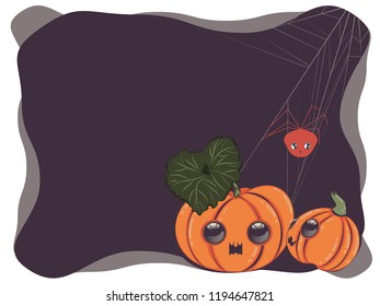 Holiday banner design with cute halloween pumpkin illustration.