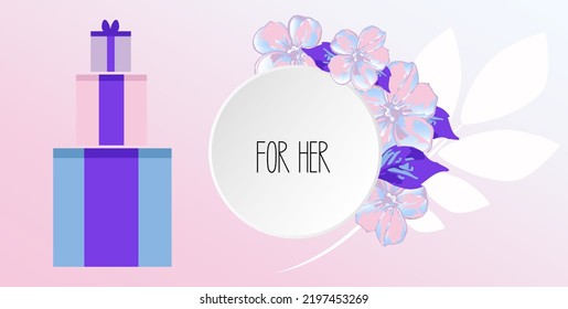 
holiday banner with gifts for her
