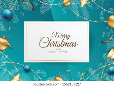 Holiday banner Merry Christmas and Happy New Year.