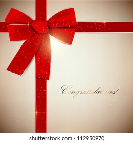 Holiday banner with red ribbons. Vector background.