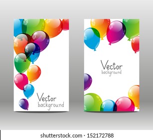 Holiday banners with color balloons