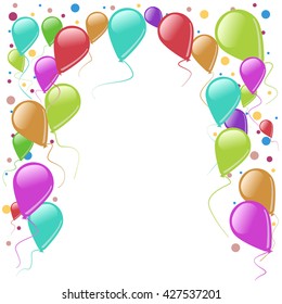 Holiday banners with color balloons on a white background.