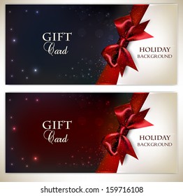 Holiday banners with red bows and copy space. Vector illustration