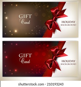 Holiday banners with red bows and copy space. Vector illustration