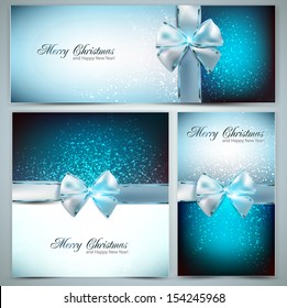 Holiday banners with ribbons. Vector background.