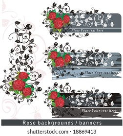 Holiday banners with roses