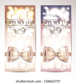 Holiday banners with silk ribbons