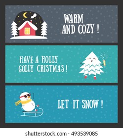 Holiday banners - Winter sports, Greetings, Cozy house