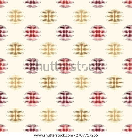 Holiday baubles seamless pattern. Christmas icon ornament. Halftone balls and stars noel festive decor