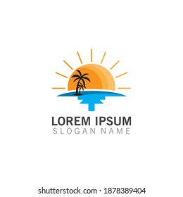Holiday beach banner template design. style creative vector illustration design