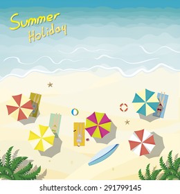 Holiday beach with bird view
