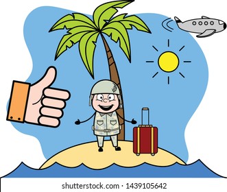 Holiday at Beach - Cute Army Man Cartoon Soldier Vector Illustration