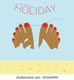 holiday beach feet illustration