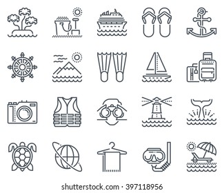 Holiday, beach icon set suitable for info graphics, websites and print media and  interfaces. Line vector icons.