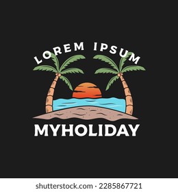 holiday and beach logo icon and vector