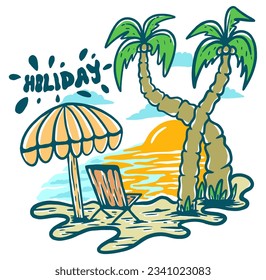 Holiday beach summer illustration vector by mbelebeer