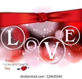 Holiday beautiful background with red ribbon and copy space