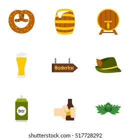 Holiday of beer icons set. Flat illustration of 9 holiday of beer vector icons for web
