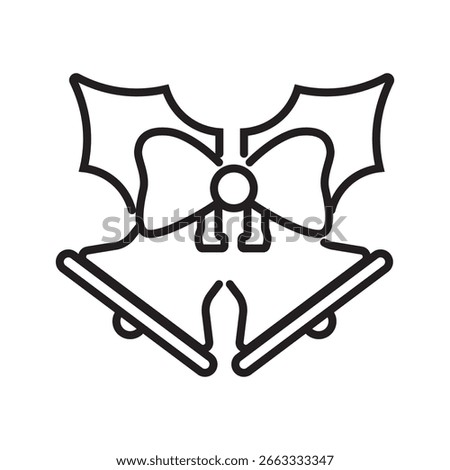 Holiday bells with holly leaf and bow, perfect for festive designs like christmas cards, invitations, and holiday decorations. Festive and charming holidaythemed graphic.