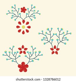 Holiday Berries and Flowers Vector Isolated Decorative Elements Set