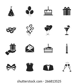 holiday birthday party icons set. template elements for web and mobile applications