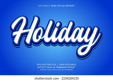 Holiday blue 3D editable text effect template