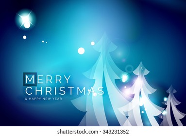 Fondo abstracto azul de vacaciones, copos de nieve de invierno, plantilla de diseño de Navidad y Año Nuevo, ilustración vectorial moderna brillante de luz