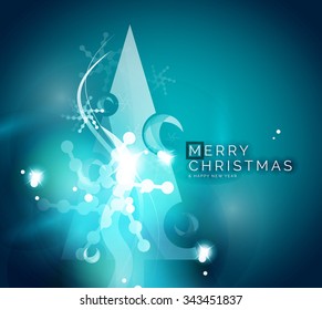 Holiday blue abstract background, winter snowflakes, Christmas and New Year design template, light shiny modern vector illustration