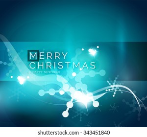 Holiday blue abstract background, winter snowflakes, Christmas and New Year design template, light shiny modern vector illustration