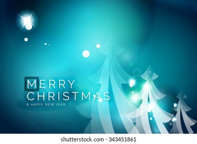 Holiday blue abstract background, winter snowflakes, Christmas and New Year design template, light shiny modern vector illustration
