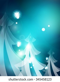 Holiday blue abstract background, winter snowflakes, Christmas and New Year design template, light shiny modern vector illustration