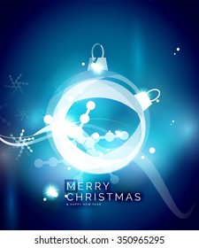 Holiday blue abstract background, winter snowflakes, Christmas and New Year design template, light shiny modern vector illustration