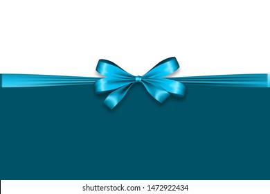 Holiday blue bow. Color eve satin Christmas gift bow knot ribbon. Birthday realistic design isolated vector. Silk shiny xmas bow textile sale tape. Satin bow set for gift. Silk blue tape.