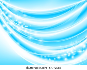 holiday blue curtain with shining stars and copyspace for your text