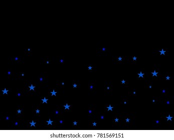 Holiday blue starry in dark background. Confetti celebration, Falling blue abstract decoration for party, birthday celebrate, anniversary or event, festive, wallpaper. Festival decor.