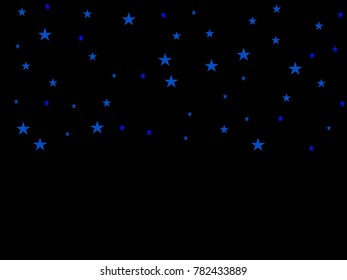 Holiday blue starry in dark background. Confetti celebration, Falling blue abstract decoration for party, birthday celebrate, anniversary or event, festive, wallpaper. Festival decor.