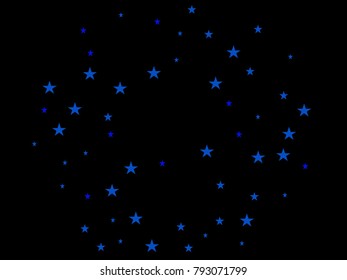 Holiday blue starry in dark background. Confetti celebration, Falling blue abstract decoration for party, birthday celebrate, anniversary or event, festive, wallpaper. Festival decor.