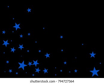 Holiday blue starry in dark background. Confetti celebration, Falling blue abstract decoration for party, birthday celebrate, anniversary or event, festive, wallpaper. Festival decor.