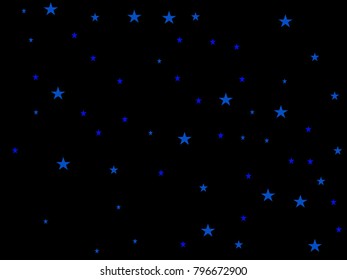 Holiday blue starry in dark background. Confetti celebration, Falling blue abstract decoration for party, birthday celebrate, anniversary or event, festive, wallpaper. Festival decor.