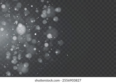 Holiday bokeh and glitter effect with bright dust particles and glare isolated on transparent background. Vector star cloud with glare and glitter.