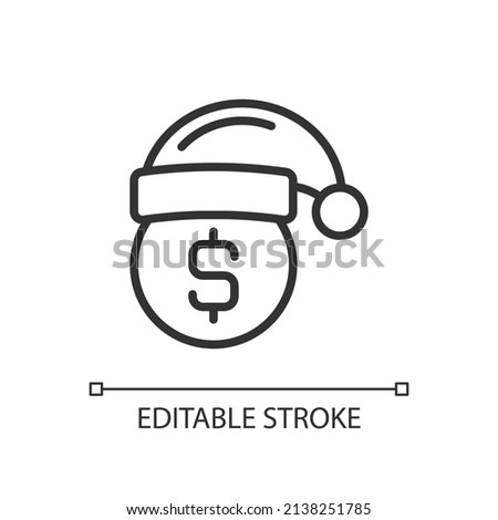 Holiday bonus pixel perfect linear icon. Christmas premium pay. Showing appreciation for employees. Thin line illustration. Contour symbol. Vector outline drawing. Editable stroke. Arial font used