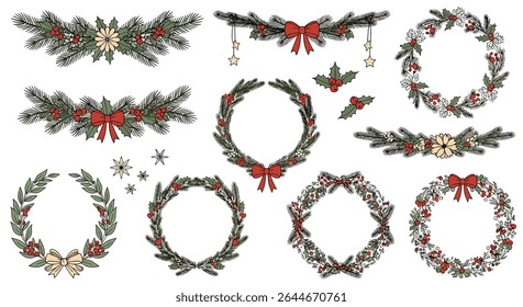 Holiday botanical elements for vector graphics decorations celebrations and festive seasonal greetings