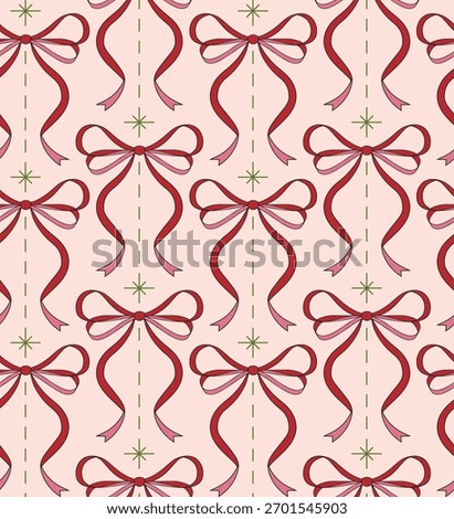 Holiday bow all over repeat pattern bows and stars
