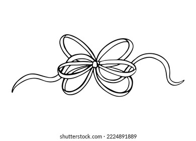 Holiday bow. Hand drawn vector doodle illustration.