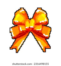 holiday bow ribbon game pixel art retro vector. bit holiday bow ribbon. old vintage illustration